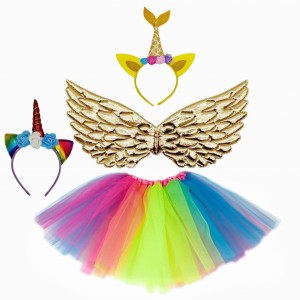 STRÓJ MAGICZNY JEDNOROŻEC TĘCZA UNICORN + ROGI x2