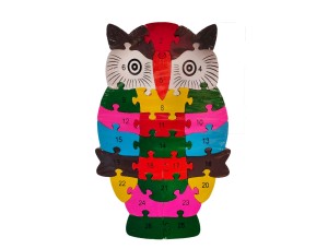PUZZLE EDUKACYJNE DREWNIANE CYFERKI SOWA 26 EL