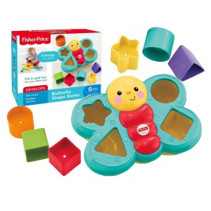 u FISHER PRICE SORTER KOLOROWY MOTYL MOTYLEK KLOCKI 6m+ UKŁADANKA 