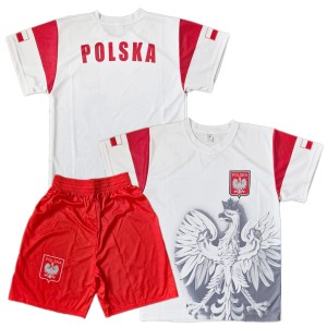 KOMPLET POLSKA ORZEŁ STRÓJ KOSZULKA KIBICA REPREZENTACJI