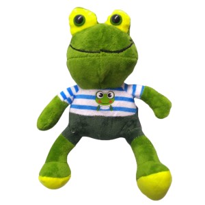 MASKOTKA PLUSZOWA ZIELONA ŻABA ŻABKA W PASKI FROG PRZYTULANKA 28 cm