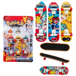FINGERBOARD MINI DESKOROLKA NA PALCE 3SZT ZESTAW POKEMON ASH PIKACHU MEOWTH