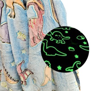 KOC ŚWIECĄCY W CIEMNOŚCI 150x200 DINOZAUR LEKKI PUSZYSTY DINO T-REX