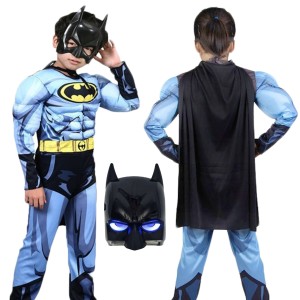 STRÓJ KOSTIUM BATMAN MIĘŚNIE PRRZEBRANIE KARNAWAŁ + MASKA Led 