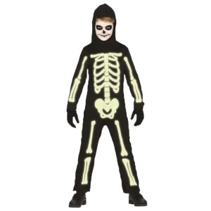 STRÓJ PRZEBRANIE KOŚCIOTRUP 120/130 CM HALLOWEEN KARNAWAŁ MASKA RĘKAWICZKI