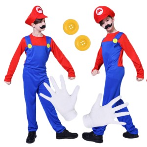STRÓJ SUPER MARIO HYDRAULIK PRZEBRANIE KOSTIUM + RĘKAWICZKI