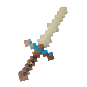 MIECZ MINECRAFT PIXEL BROŃ DIAMENTOWY DŹWIĘK ŚWIATŁO LED MINI 26 cm