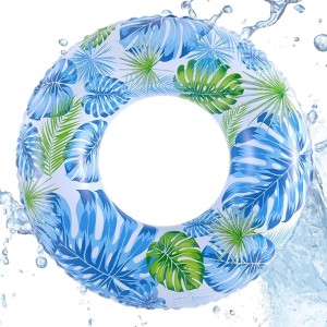 KOŁO DMUCHANE DO PŁYWANIA BASEN PLAŻA 60 cm MONSTERA Niebieskie Liście
