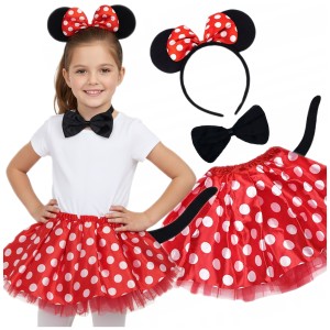 STRÓJ KOSTIUM MYSZKA MINNIE MIKI TUTU SPÓDNICZKA USZY OGON