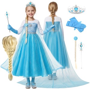 STRÓJ SUKIENKA ELZA ELSA FROZEN  + ZESTAW + PERUKA  