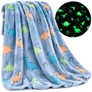 KOC ŚWIECĄCY W CIEMNOŚCI 150x200 DINOZAURY LEKKI PUSZYSTY DINO RAWR