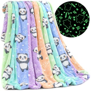 KOC ŚWIECĄCY W CIEMNOŚCI 150x200 PANDA LEKKI MIĘKKI PUSZYSTY RAINBOW BEAR
