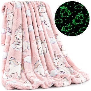 KOC ŚWIECĄCY W CIEMNOŚCI 150x200 JEDNOROŻEC TĘCZA LEKKI PUSZYSTY UNICORN