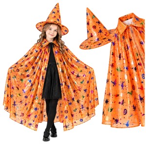 STRÓJ CZAROWNICA Czarodziej PELERYNA i KAPELUSZ DZIECI 80 cm HALLOWEEN 2w1