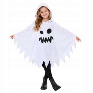 STRÓJ DUCH PELERYNA z KAPTUREM dla DZIECI Przebranie Ducha HALLOWEEN