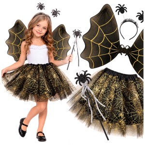 STRÓJ WIEDŹMA CZAROWNICA 3-8 Lat PAJĘCZARKA PAJĄK Halloween PRZEBRANIE GOLD 