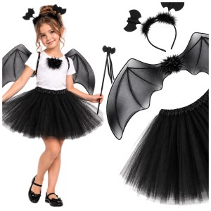 STRÓJ WIEDŹMA CZAROWNICA 3-8 Lat PAJĄK NIETOPERZ Halloween 4w1 PRZEBRANIE